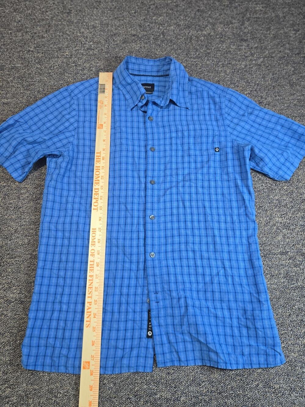 Marmot Mens Button Down Short Sleeve Shirt Blue Small
